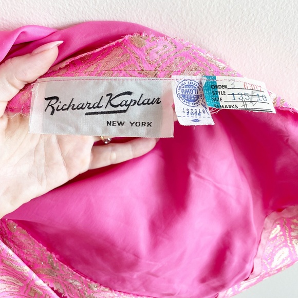 Richard Kaplan 1960s Pink Gold Metallic Thread Belted Vintage Shift Dress - Picture 16 of 16